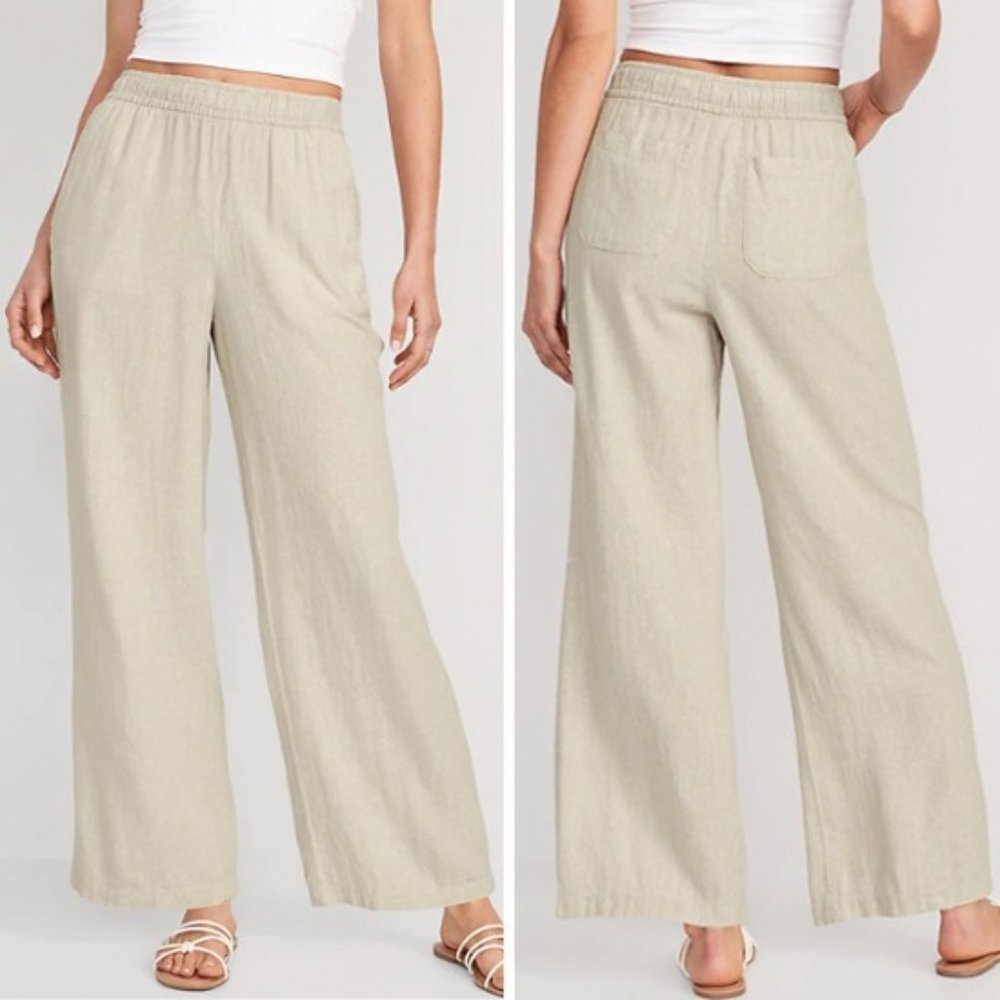 Old Navy High-Waisted Linen-Blend Wide-Leg Pants for Women